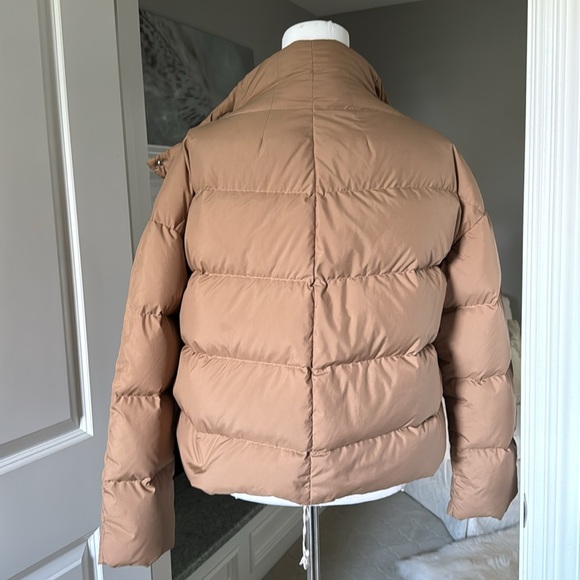 Theory Offset Down Puffer Coat Jacket Pecan Sz P - Picture 6 of 15